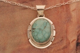 Genuine Number 8 Mine Turquoise Sterling Silver Pendant
